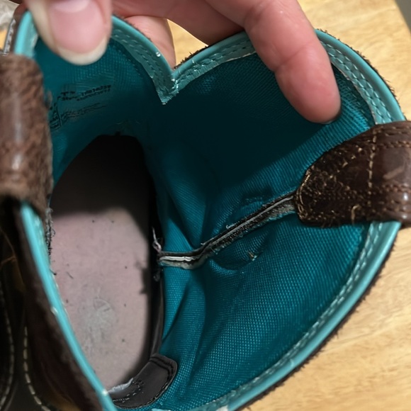 Ariat Dark Brown & Turquoise Leather & Suede Embroidered Short Boots 38 EU 8B US - Picture 10 of 13